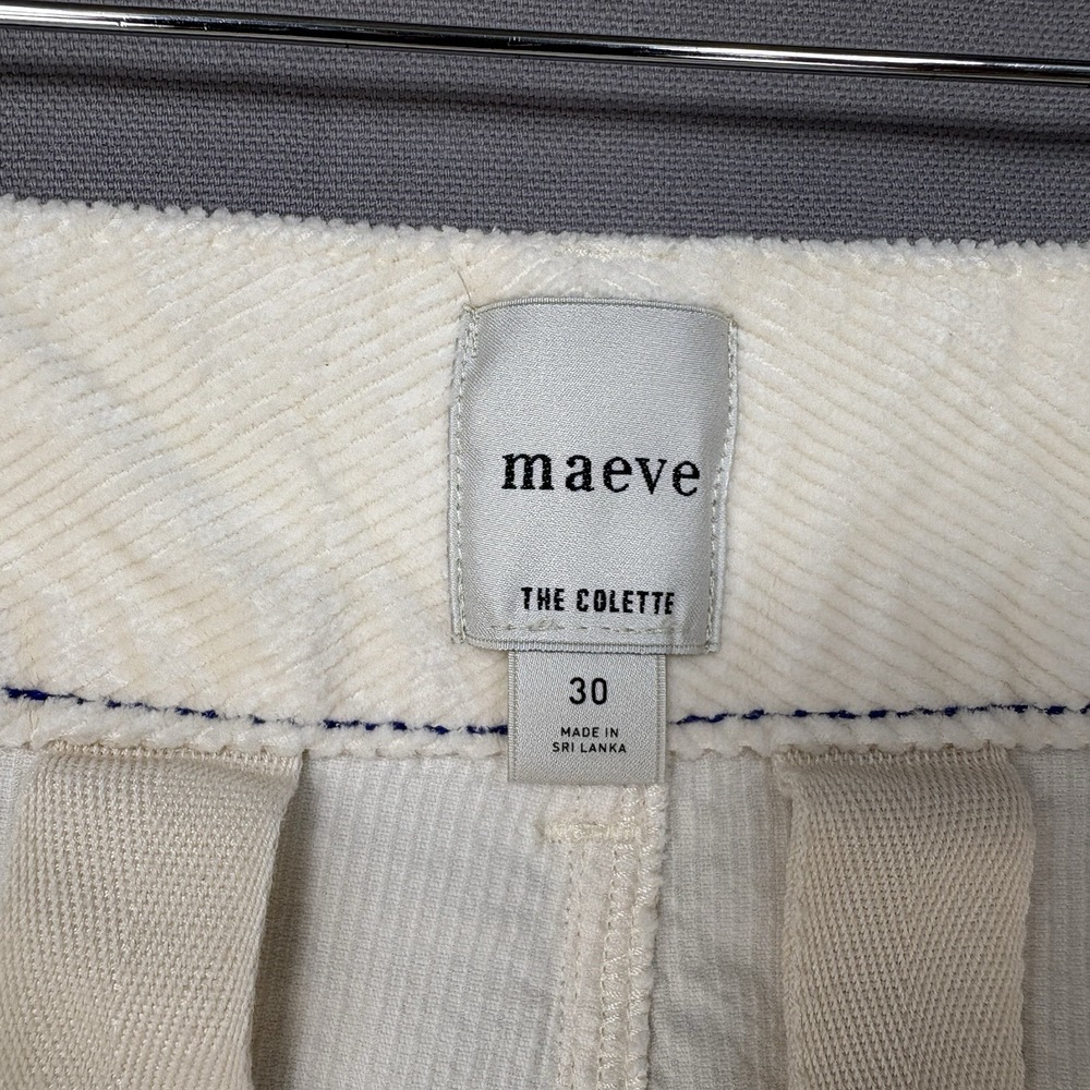 Maeve Colette Full Length Pants 30 fit 28x29 Cream Corduroy Wide Leg High Rise - Picture 14 of 16